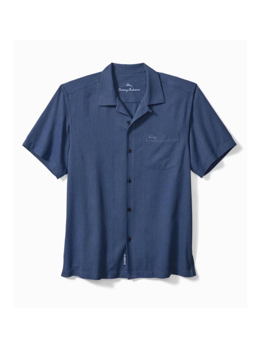 Tommy Bahama Coastal Breeze Check IslandZone®  Silk Blend Camp Shirt Large